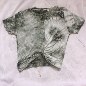 Green tie die tee